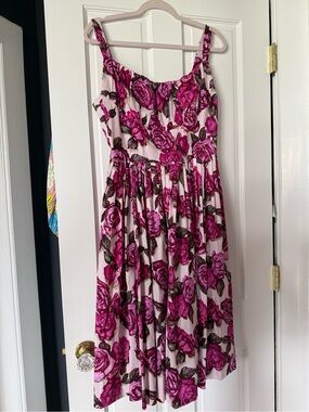 Retrospec’d Norma Jean Pink and Purple Rose Print Sundress